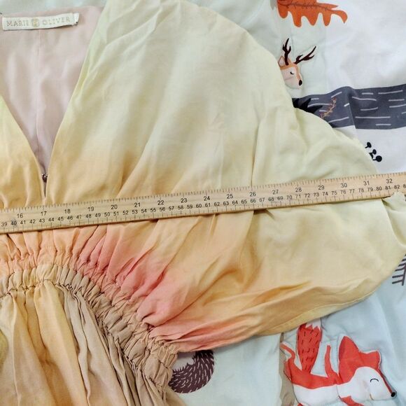 Marie Oliver Midi Caftan Sz S Silk Ombre In Sunrise Resort Boho Vacation - Picture 8 of 8